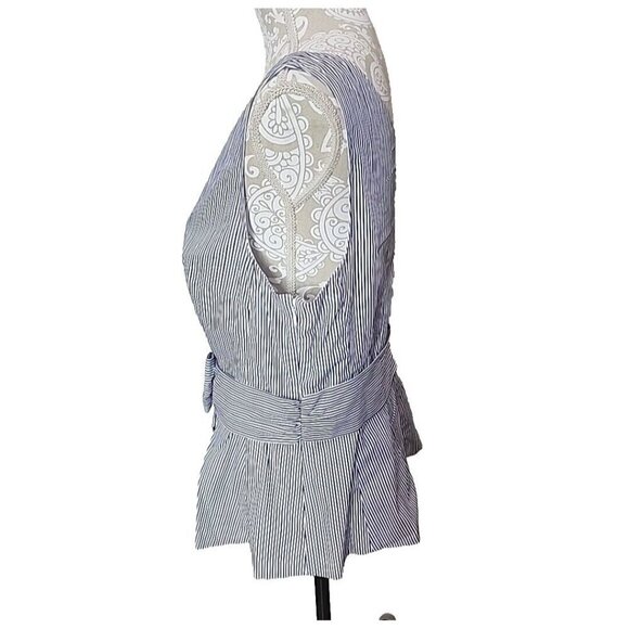 Kate Spade Blue Multi Stripe Peplum Top Sleeveless Cotton NWT Women's 14 - Picture 6 of 12